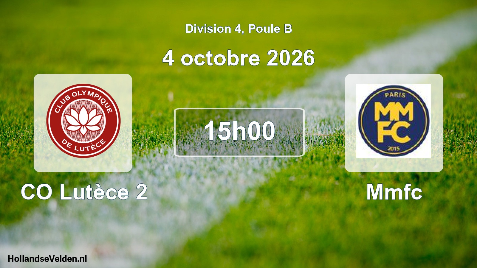 Match programmé: CO Lutèce 2 - Mmfc (4 octobre 2026)