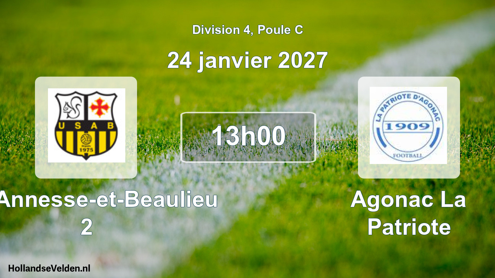 Scheduled Match: US Annesse-et-Beaulieu 2 - Agonac La Patriote (24 January 2027)