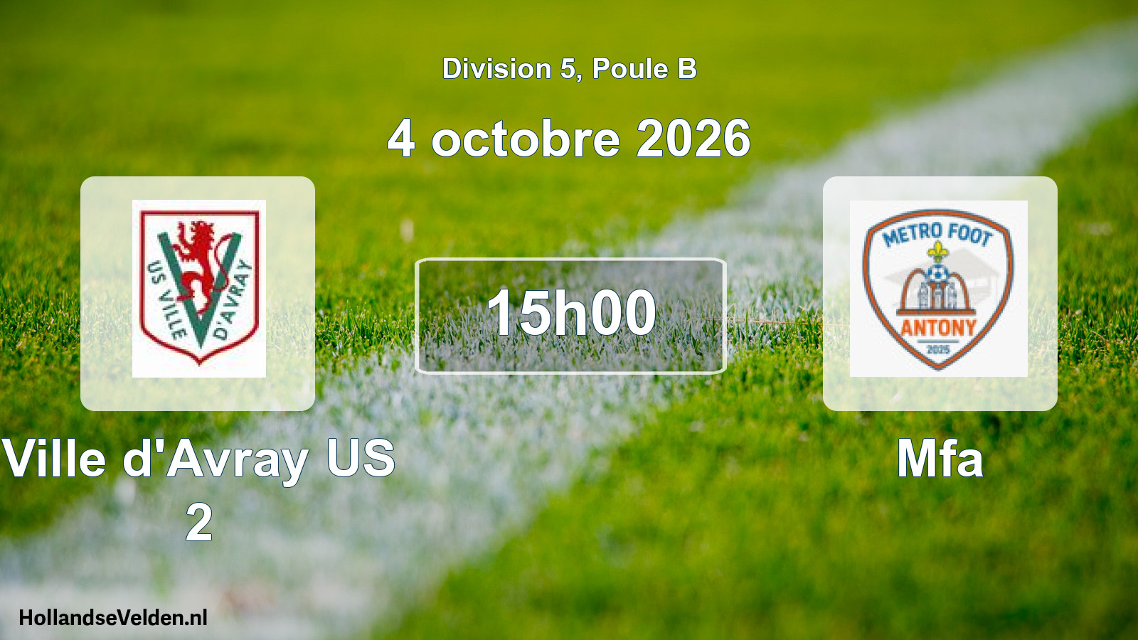 Scheduled Match: Ville d'Avray US 2 - Mfa (4 October 2026)