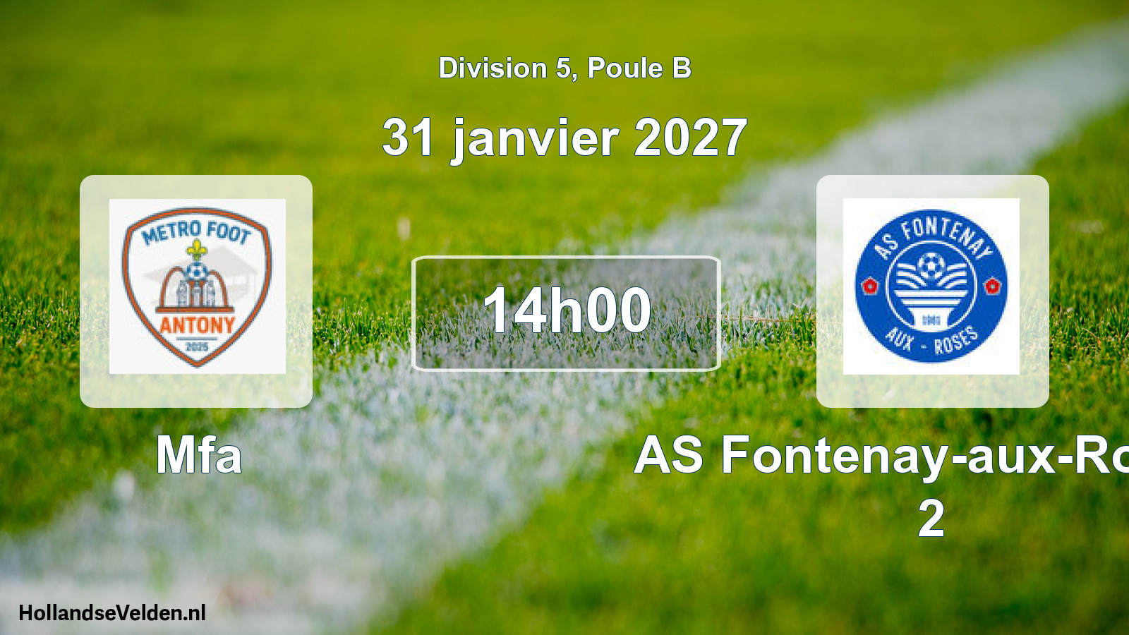 Scheduled Match: Mfa - AS Fontenay-aux-Roses 2 (31 January 2027)