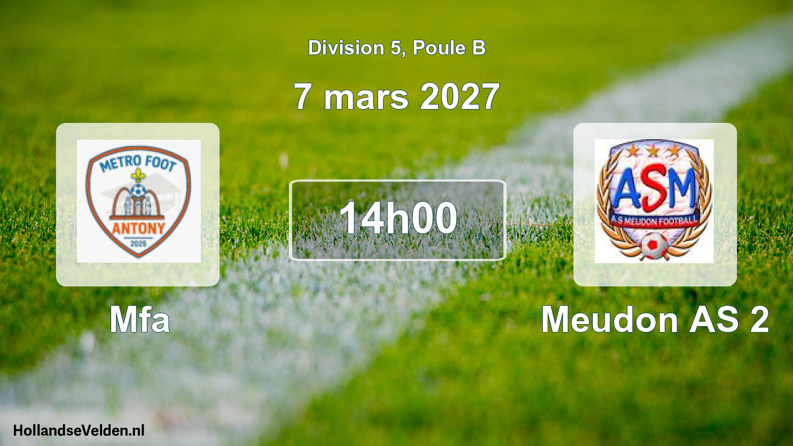 Scheduled Match: Mfa - Meudon AS 2 (7 March 2027)