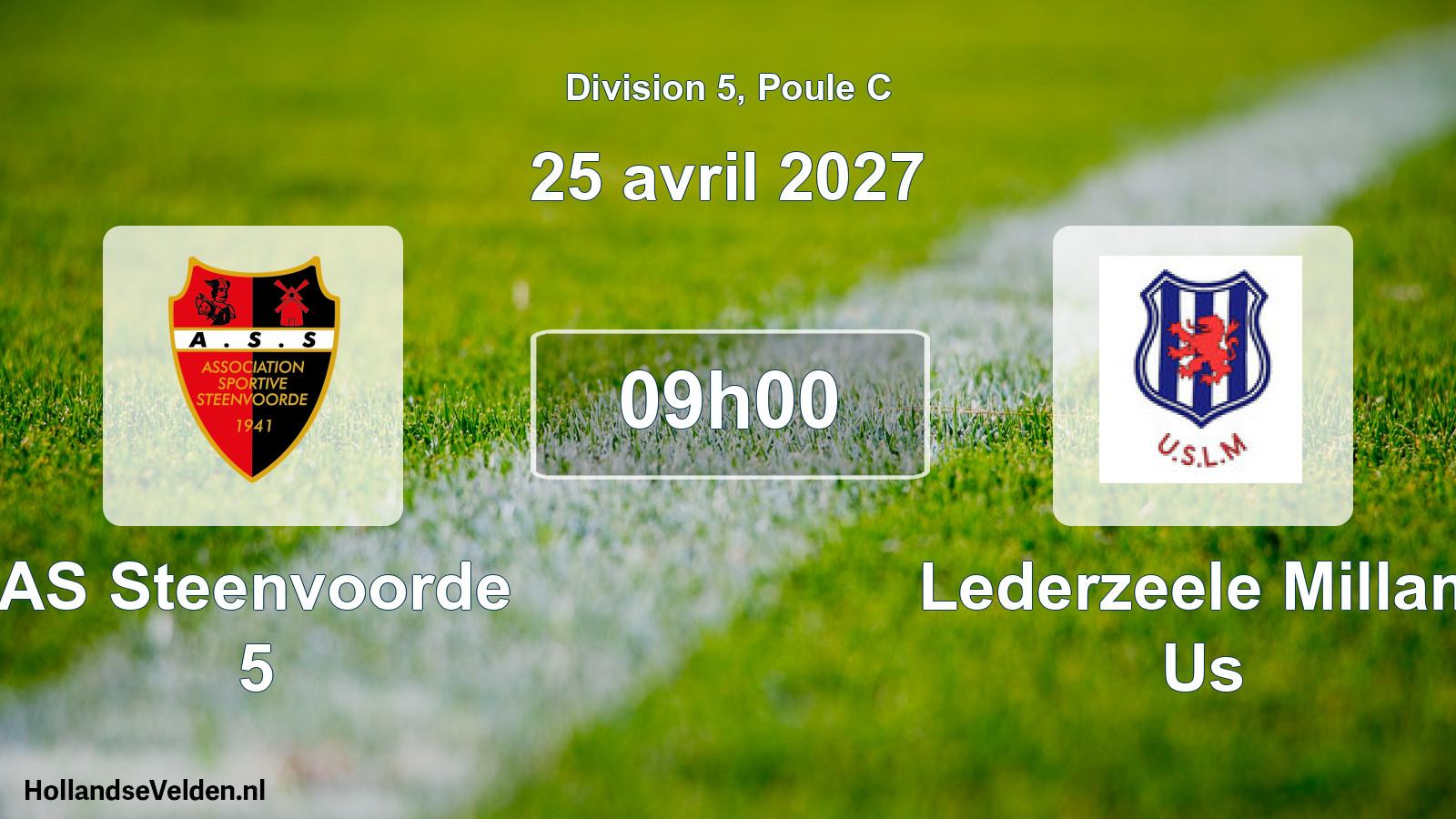 Geplande wedstrijd: AS Steenvoorde 5 - Lederzeele Millam Us (25 april 2027)