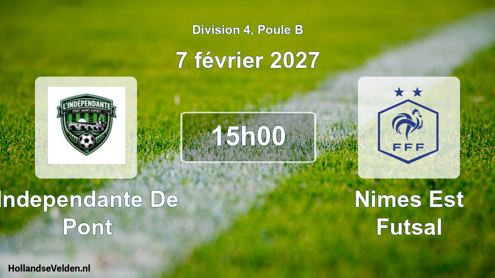 Match programmé: Independante De Pont - Nimes Est Futsal (7 février 2027)