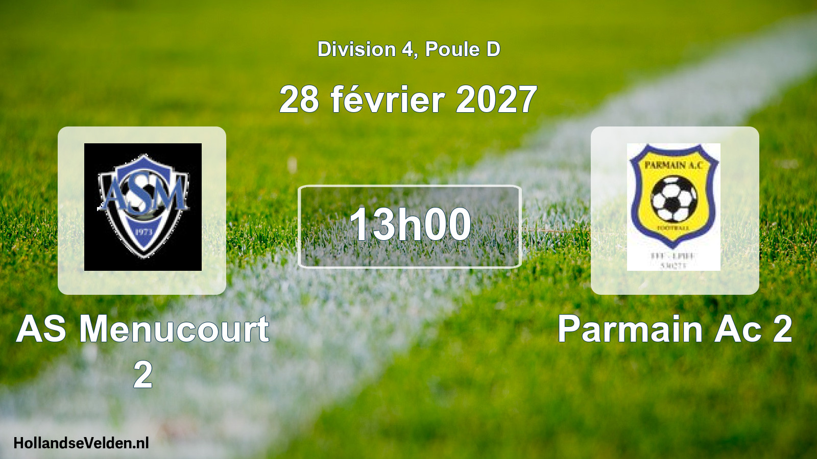 Match programmé: AS Menucourt 2 - Parmain Ac 2 (28 février 2027)