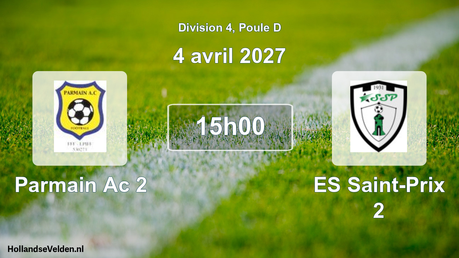 Match programmé: Parmain Ac 2 - ES Saint-Prix 2 (4 avril 2027)