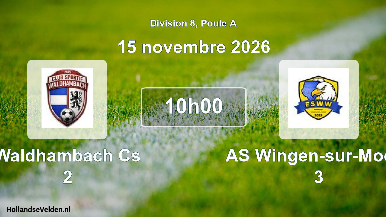 Match programmé: Waldhambach Cs 2 - AS Wingen-sur-Moder 3 (15 novembre 2026)