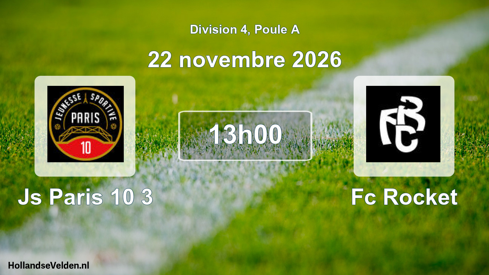 Match programmé: Js Paris 10 3 - Fc Rocket (22 novembre 2026)
