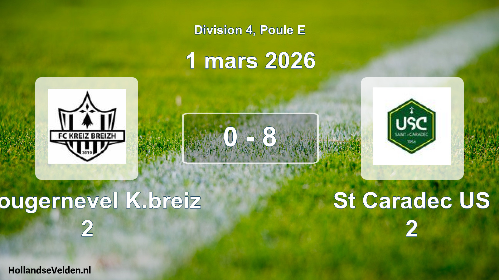Gespeelde wedstrijd: Plougernevel K.breiz 2 - St Caradec US 2 0 - 8 (1 maart 2026)