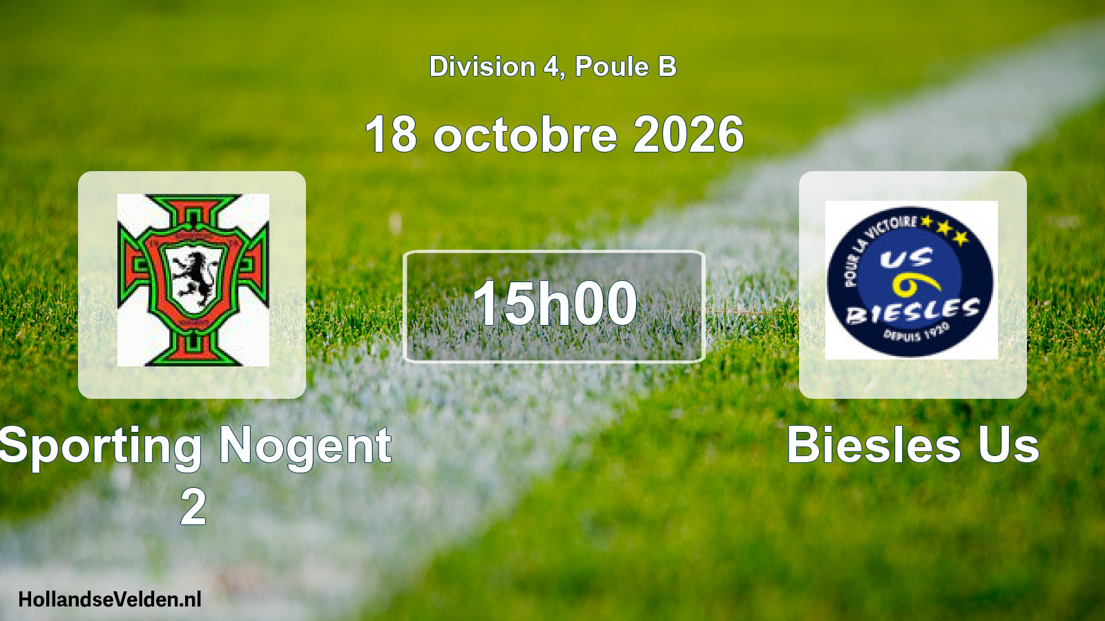 Match programmé: Sporting Nogent 2 - Biesles Us (18 octobre 2026)