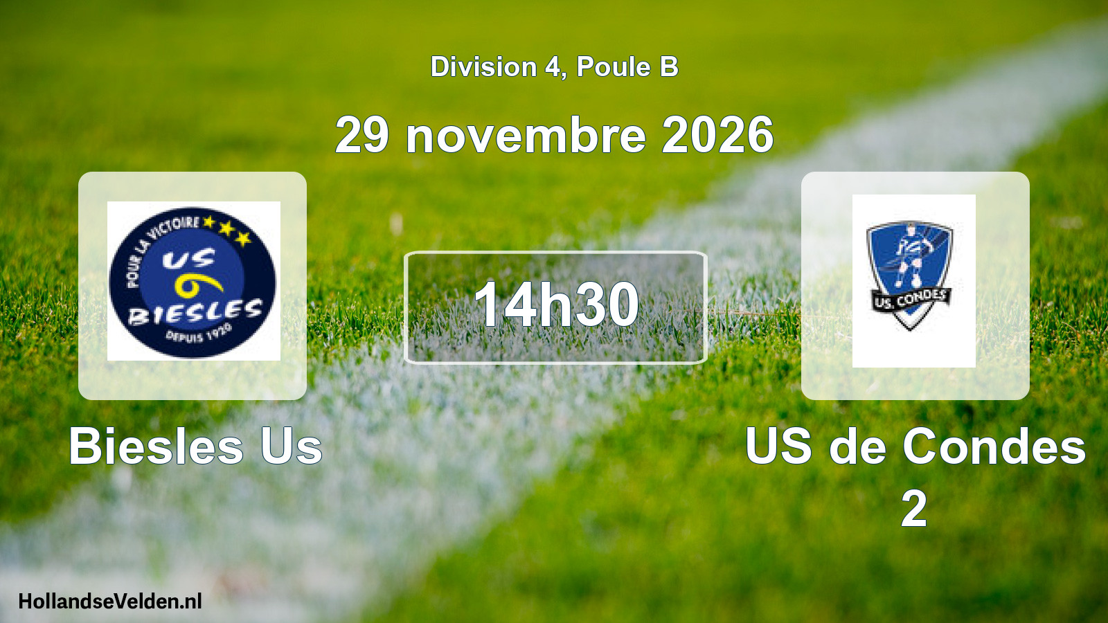 Geplande wedstrijd: Biesles Us - US de Condes 2 (29 november 2026)