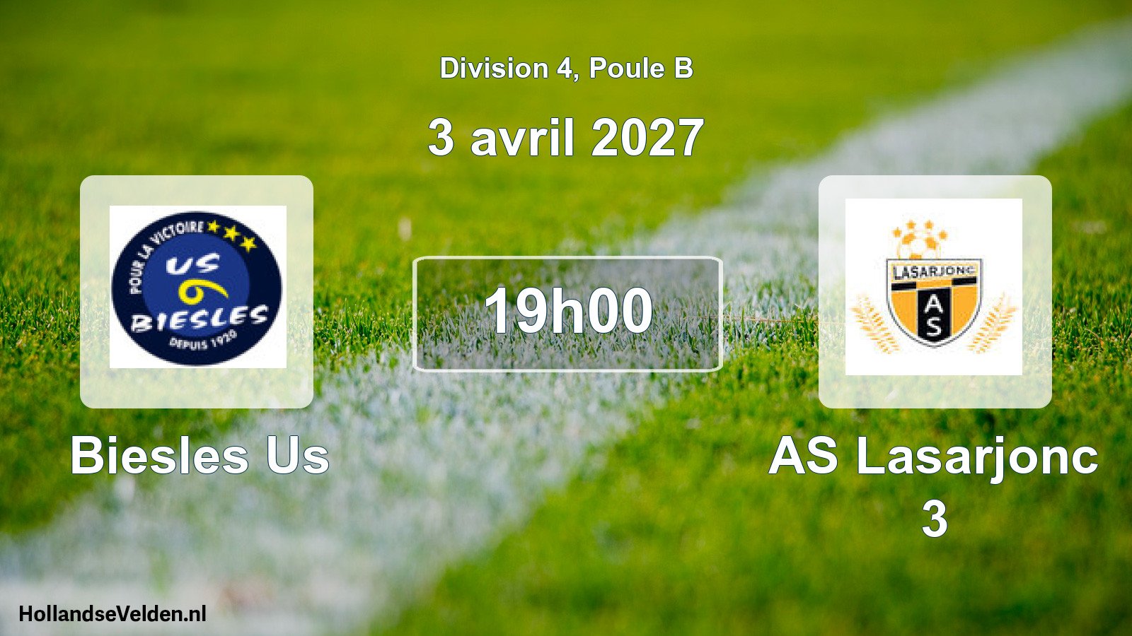 Match programmé: Biesles Us - AS Lasarjonc 3 (3 avril 2027)