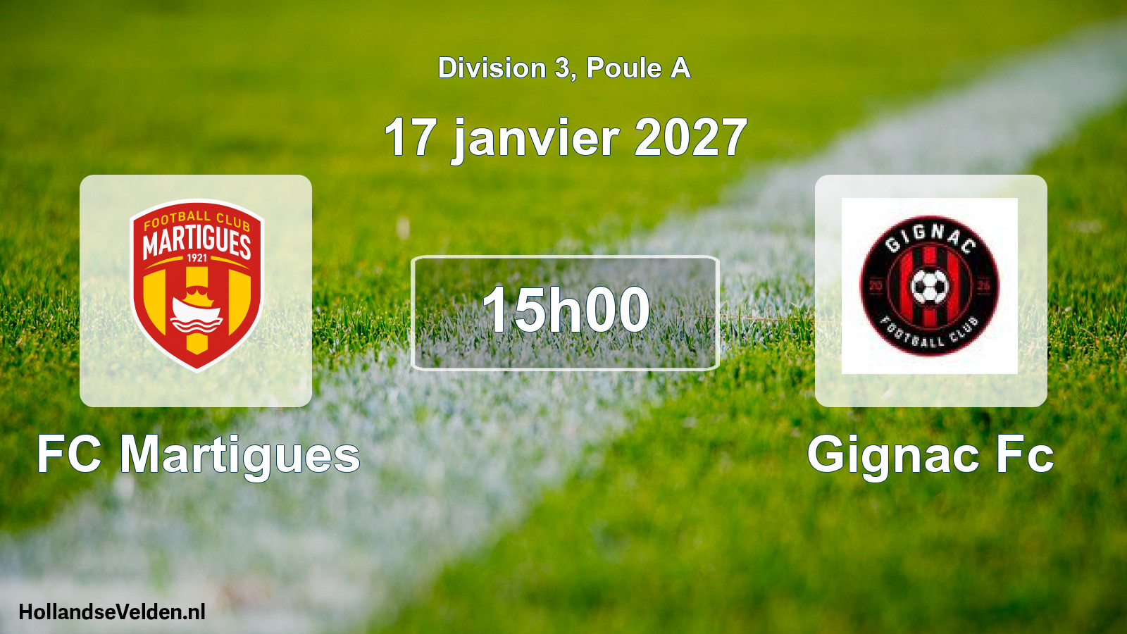 Match programmé: FC Martigues - Gignac Fc (17 janvier 2027)