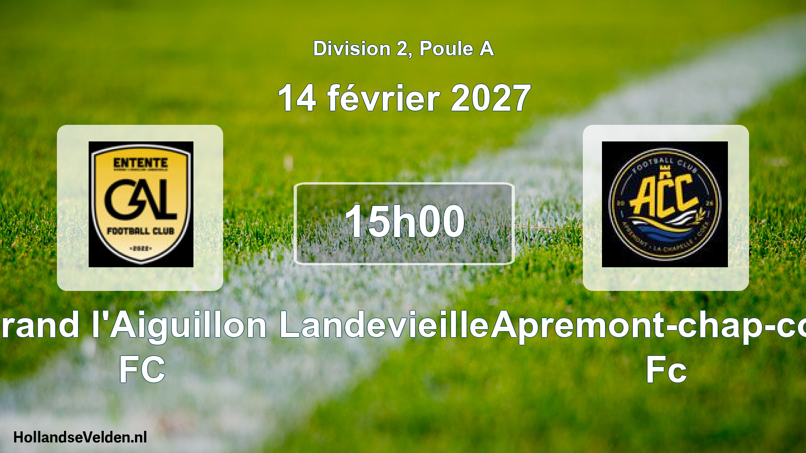 Scheduled Match: Entente Givrand l'Aiguillon Landevieille FC - Apremont-chap-coe Fc (14 February 2027)