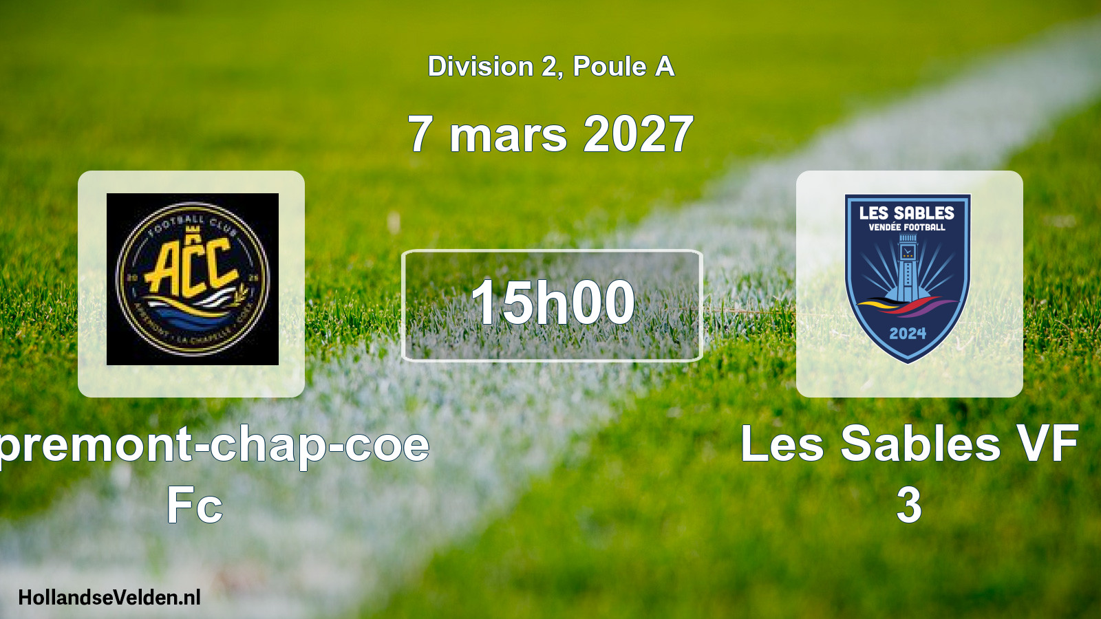 Match programmé: Apremont-chap-coe Fc - Les Sables VF 3 (7 mars 2027)