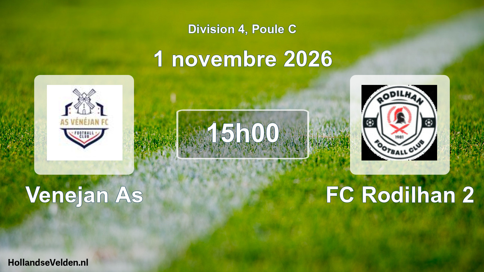 Match programmé: Venejan As - FC Rodilhan 2 (1 novembre 2026)