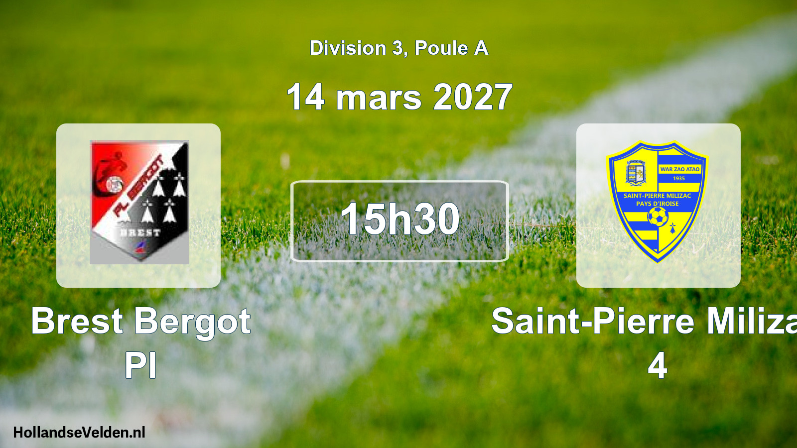 Match programmé: Brest Bergot Pl - Saint-Pierre Milizac 4 (14 mars 2027)