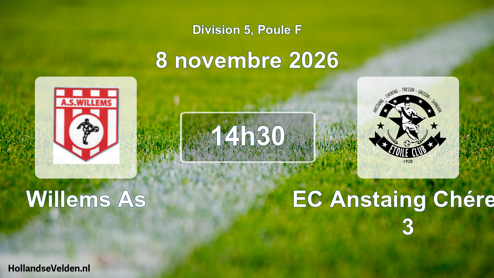 Match programmé: Willems As - EC Anstaing Chéreng 3 (8 novembre 2026)