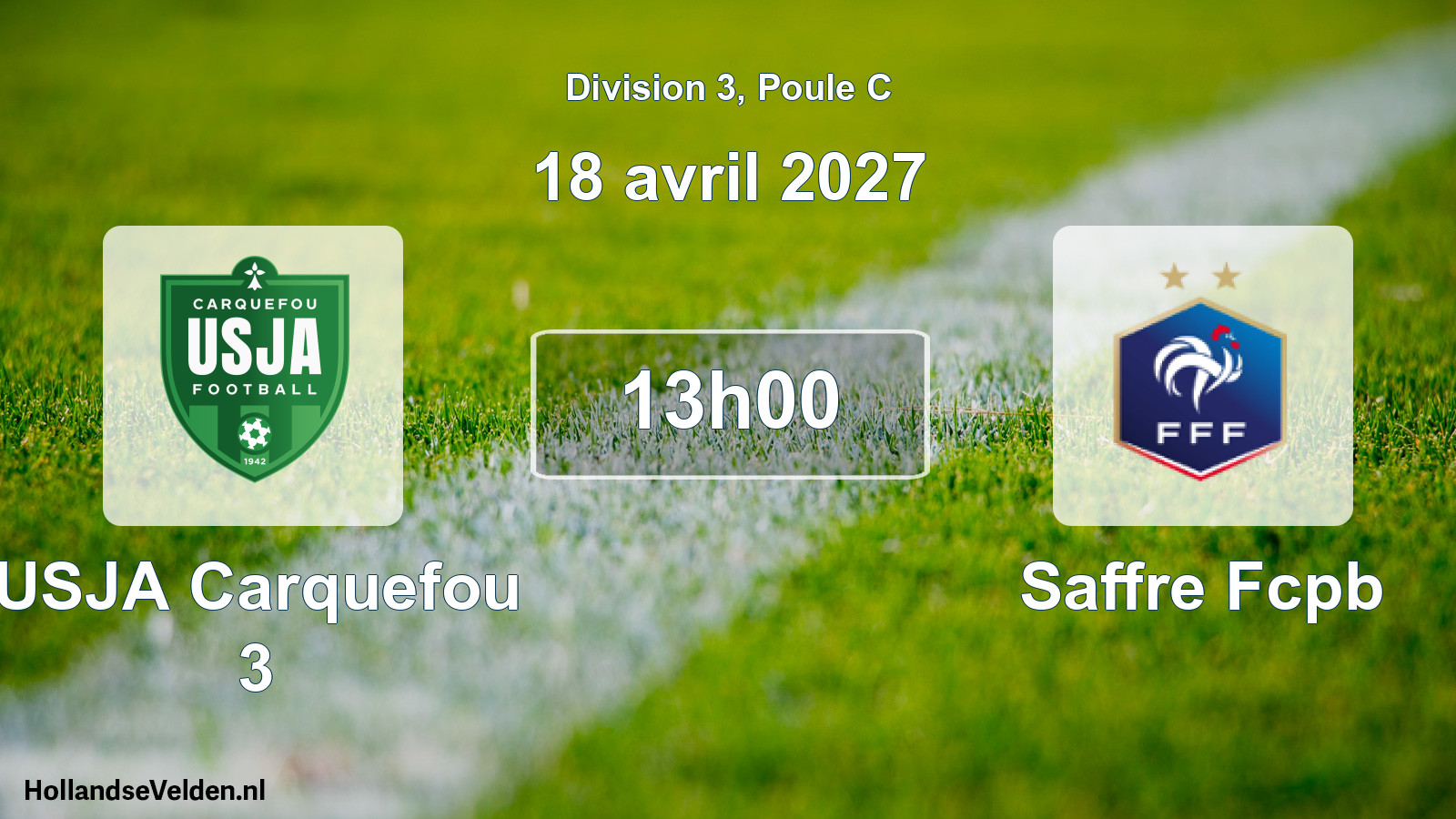 Match programmé: USJA Carquefou 3 - Saffre Fcpb (18 avril 2027)