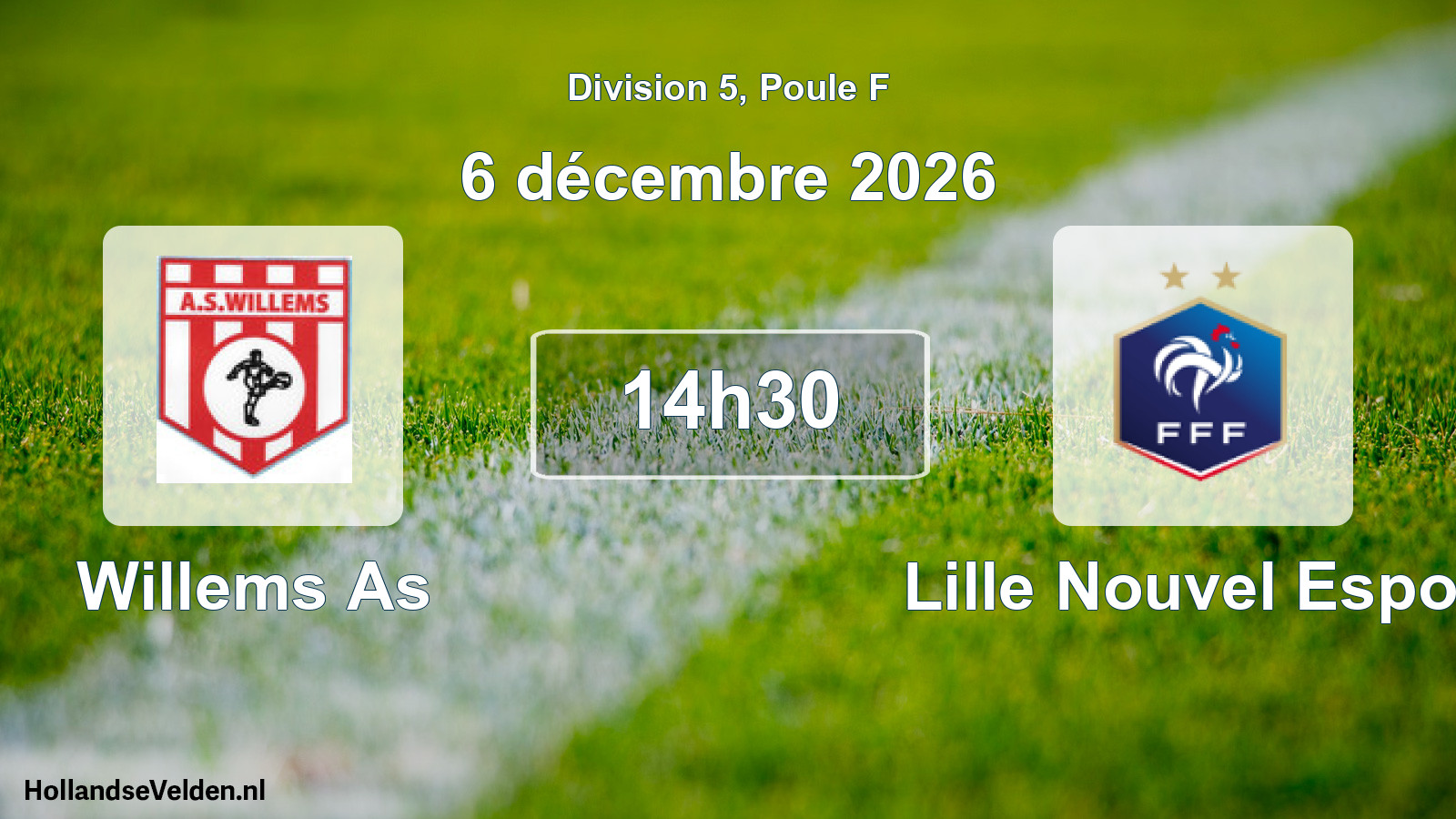 Match programmé: Willems As - Lille Nouvel Espoir (6 décembre 2026)