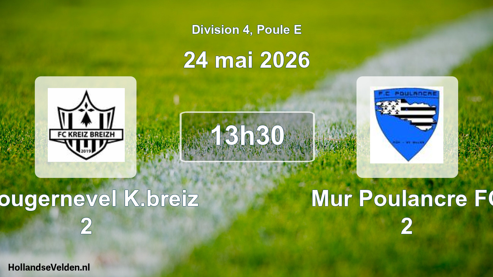 Match programmé: Plougernevel K.breiz 2 - Mur Poulancre FC 2 (24 mai 2026)