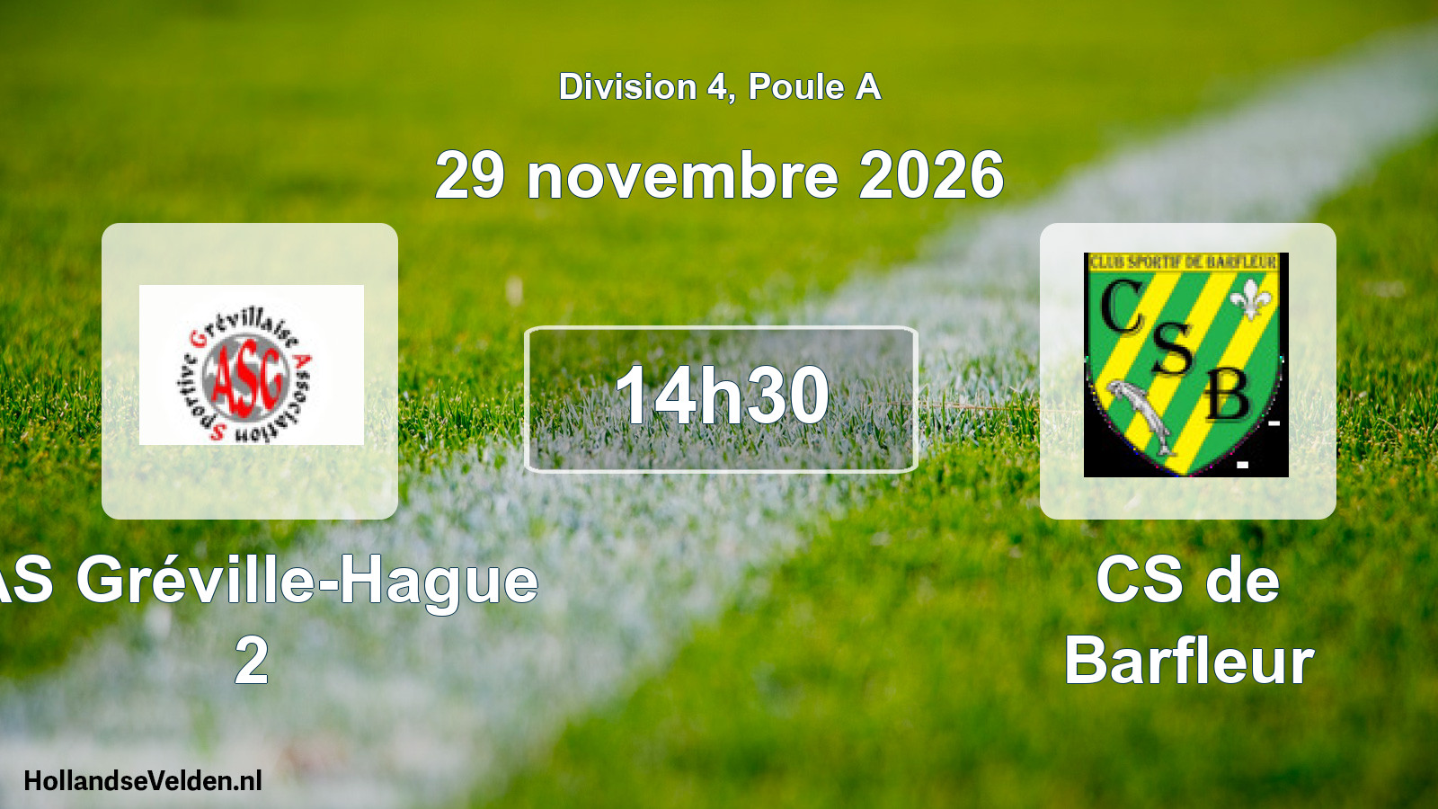 Match programmé: AS Gréville-Hague 2 - CS de Barfleur (29 novembre 2026)