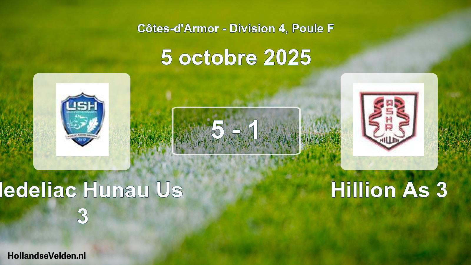 Gespeelde wedstrijd: Pledeliac Hunau Us 3 - Hillion As 3 5 - 1 (5 octobre 2025)