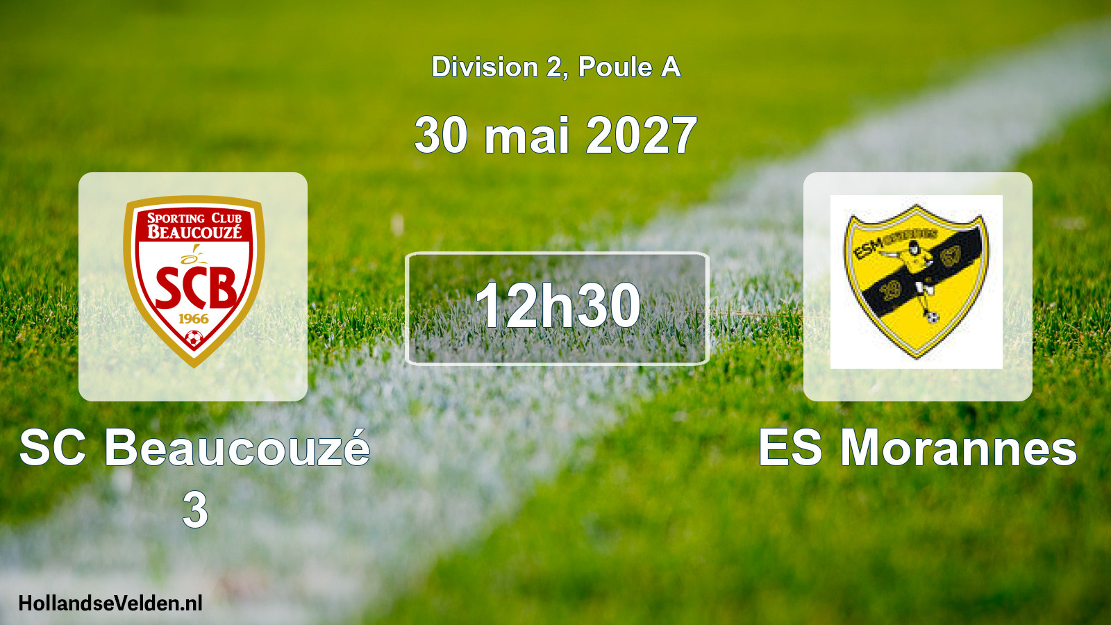 Geplande wedstrijd: SC Beaucouzé 3 - ES Morannes (30 mei 2027)