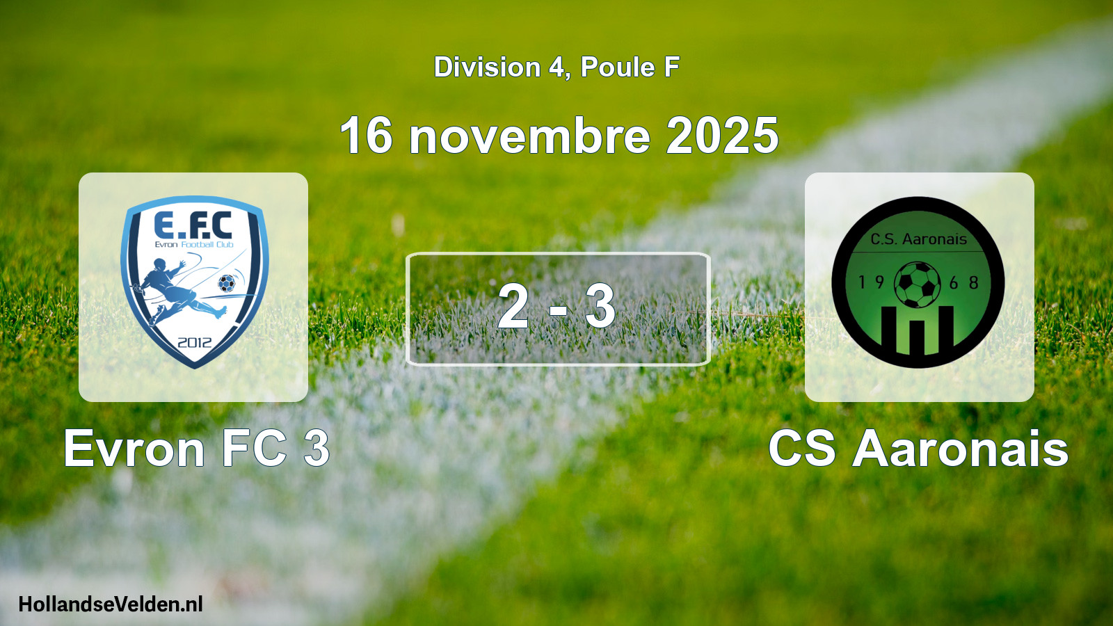 Match joué: Evron FC 3 - CS Aaronais 2 - 3 (16 novembre 2025)