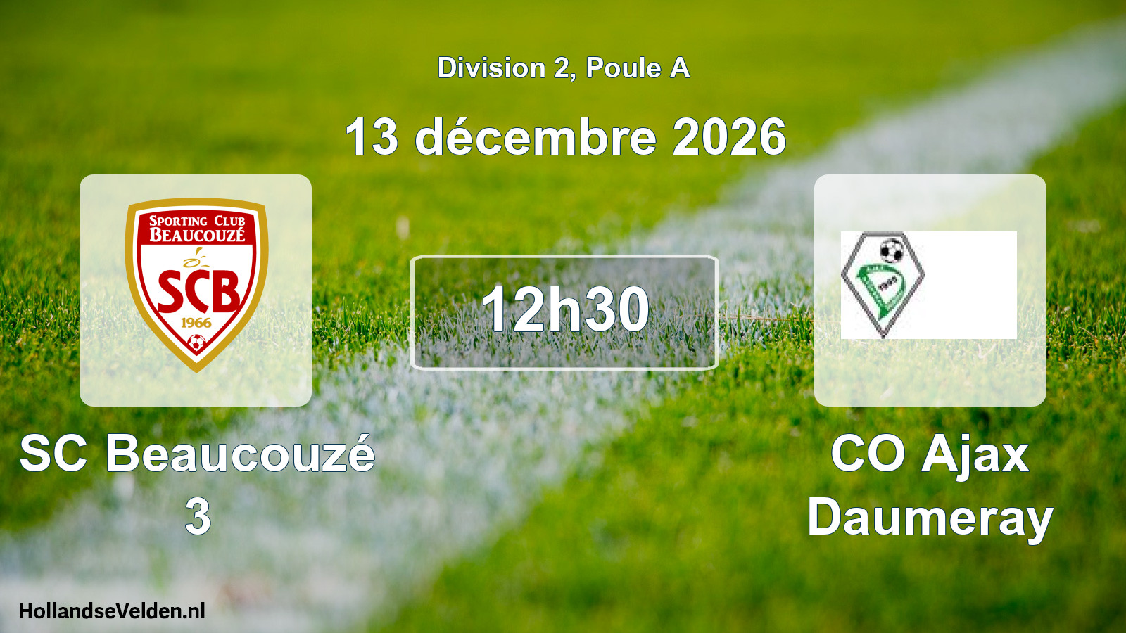 Scheduled Match: SC Beaucouzé 3 - CO Ajax Daumeray (13 December 2026)