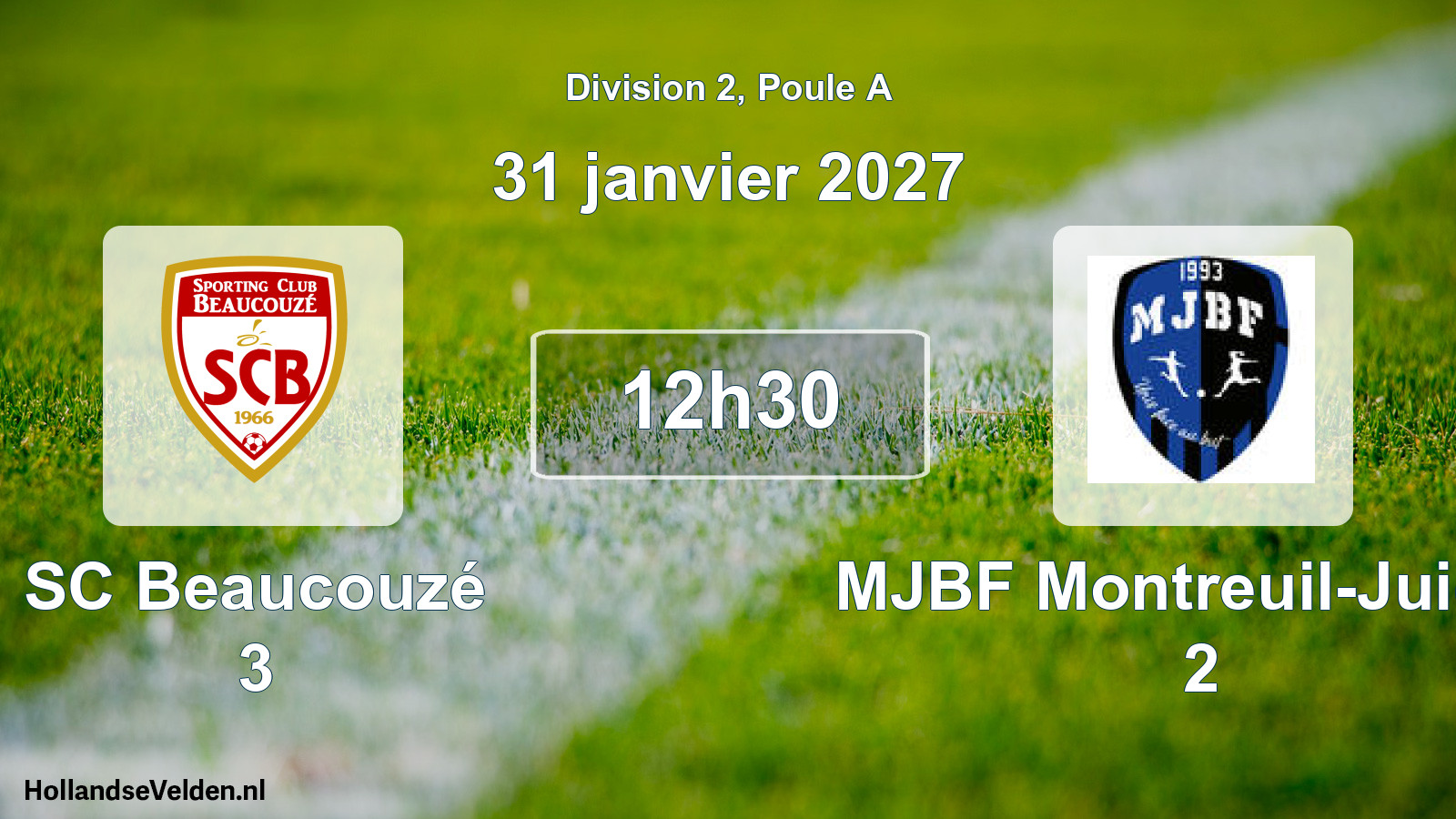 Scheduled Match: SC Beaucouzé 3 - MJBF Montreuil-Juigné 2 (31 January 2027)