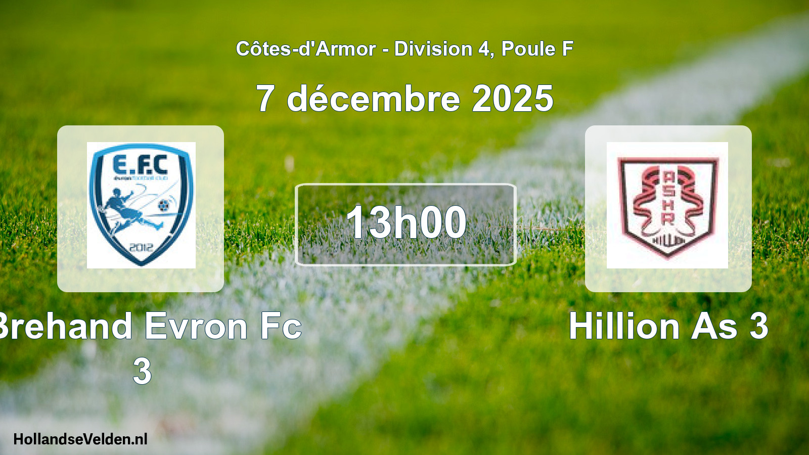 Geplande wedstrijd: Brehand Evron Fc 3 - Hillion As 3 (7 décembre 2025)