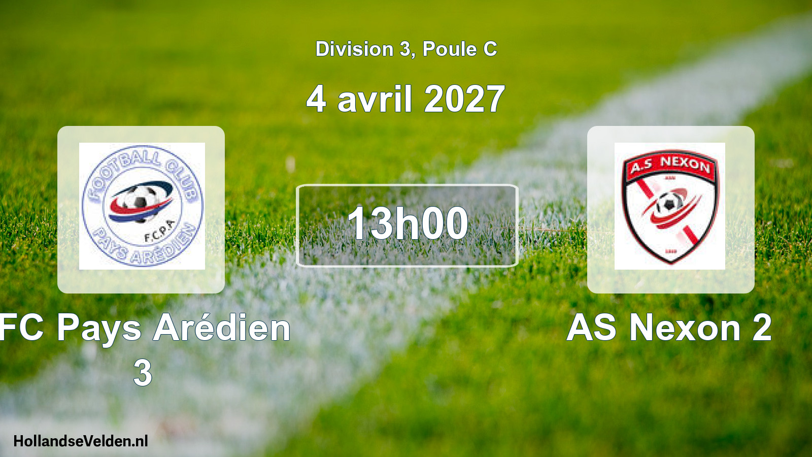 Match programmé: FC Pays Arédien 3 - AS Nexon 2 (4 avril 2027)