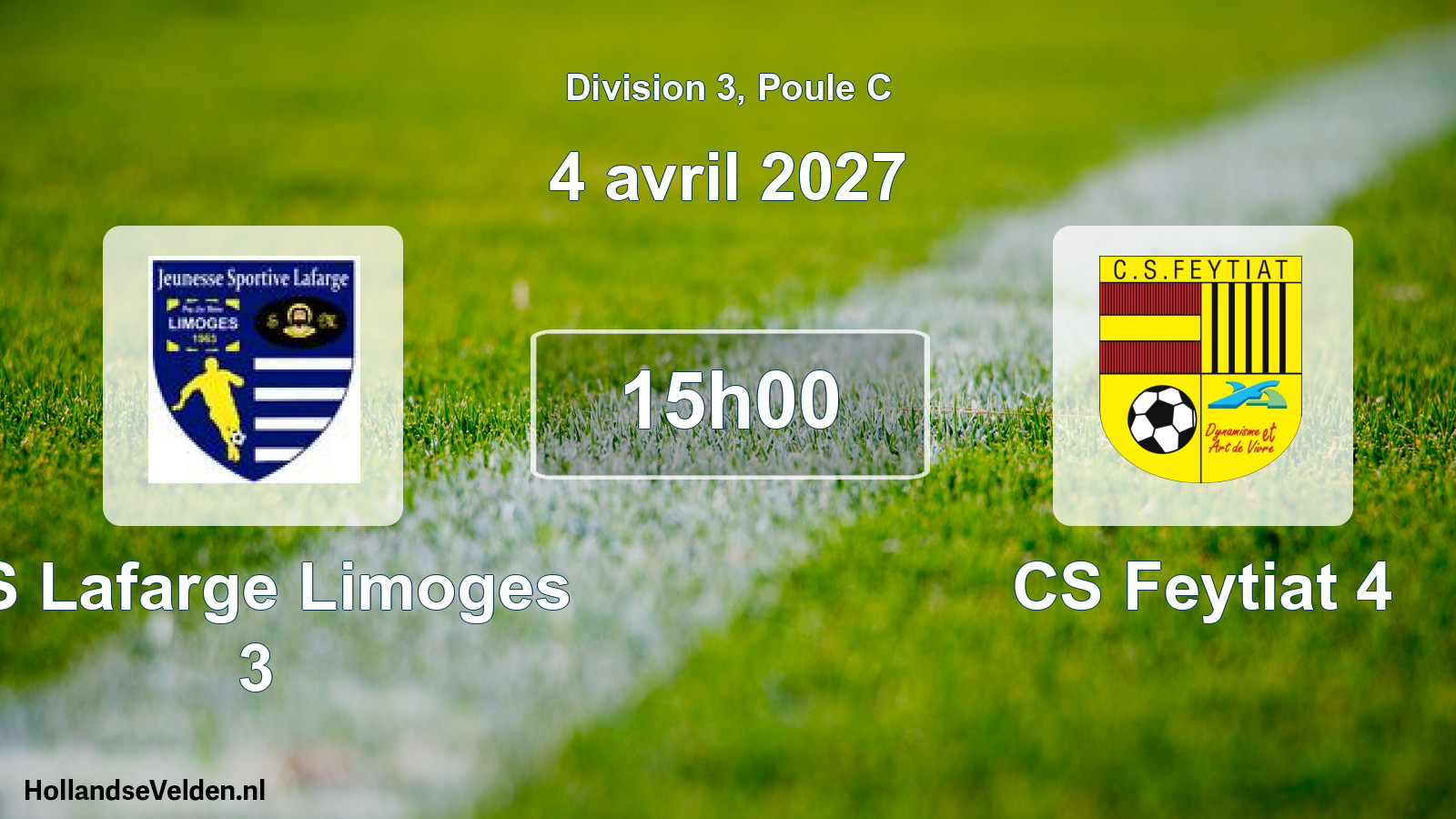 Scheduled Match: JS Lafarge Limoges 3 - CS Feytiat 4 (4 April 2027)