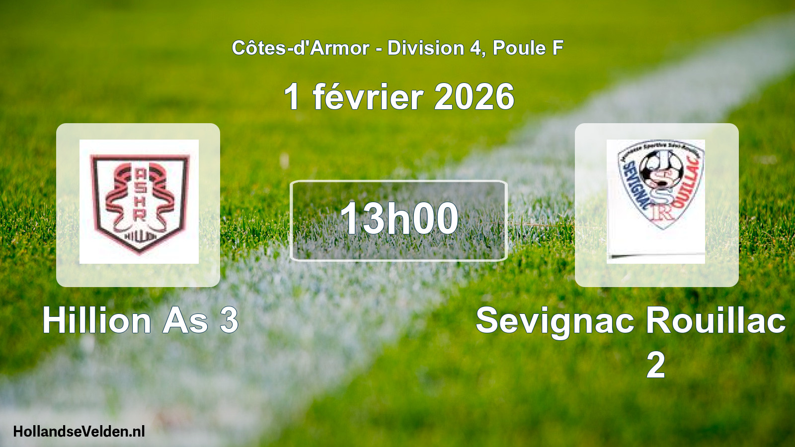 Geplande wedstrijd: Hillion As 3 - Sevignac Rouillac Js 2 (1 février 2026)