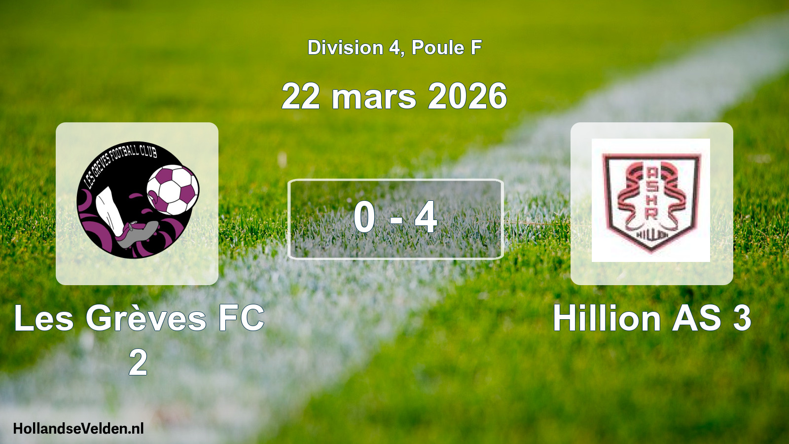 Match joué: Les Grèves FC 2 - Hillion AS 3 0 - 4 (22 mars 2026)