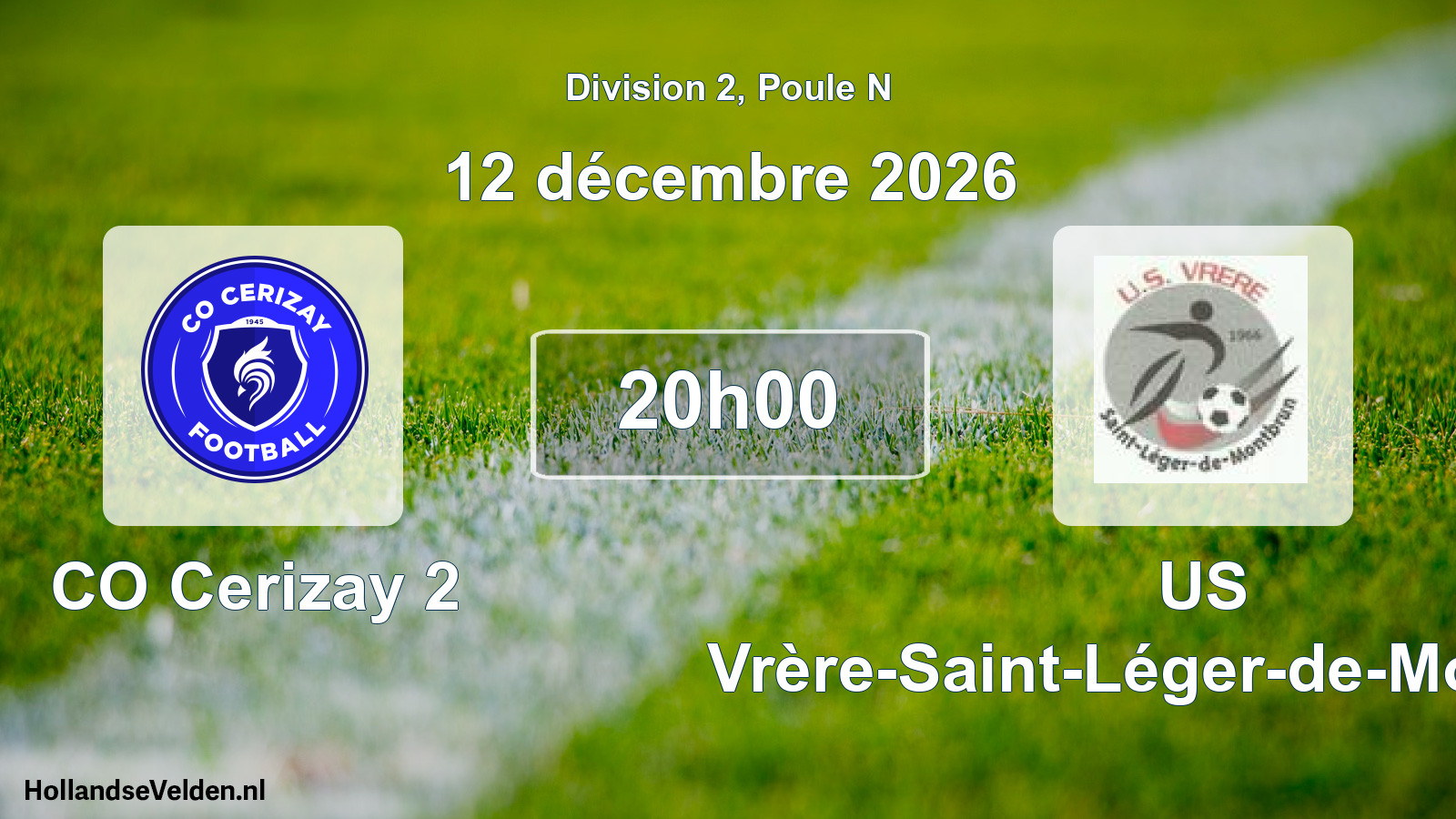 Match programmé: CO Cerizay 2 - US Vrère-Saint-Léger-de-Montbrun (12 décembre 2026)