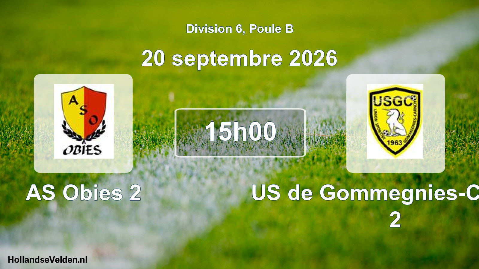 Match programmé: AS Obies 2 - US de Gommegnies-Carnoy 2 (20 septembre 2026)