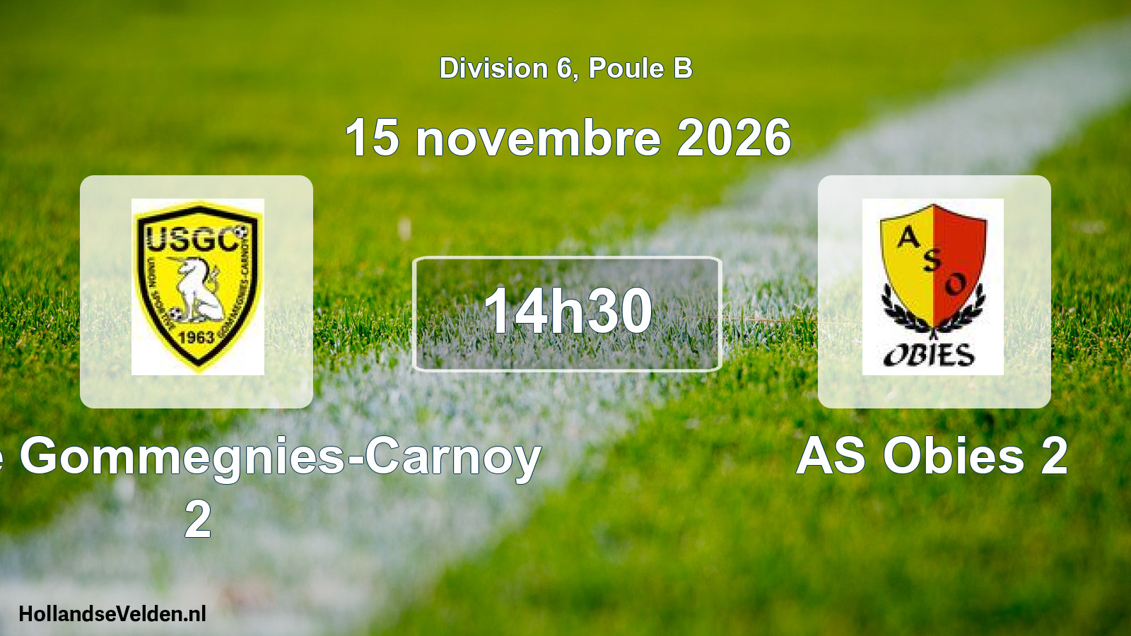 Match programmé: US de Gommegnies-Carnoy 2 - AS Obies 2 (15 novembre 2026)