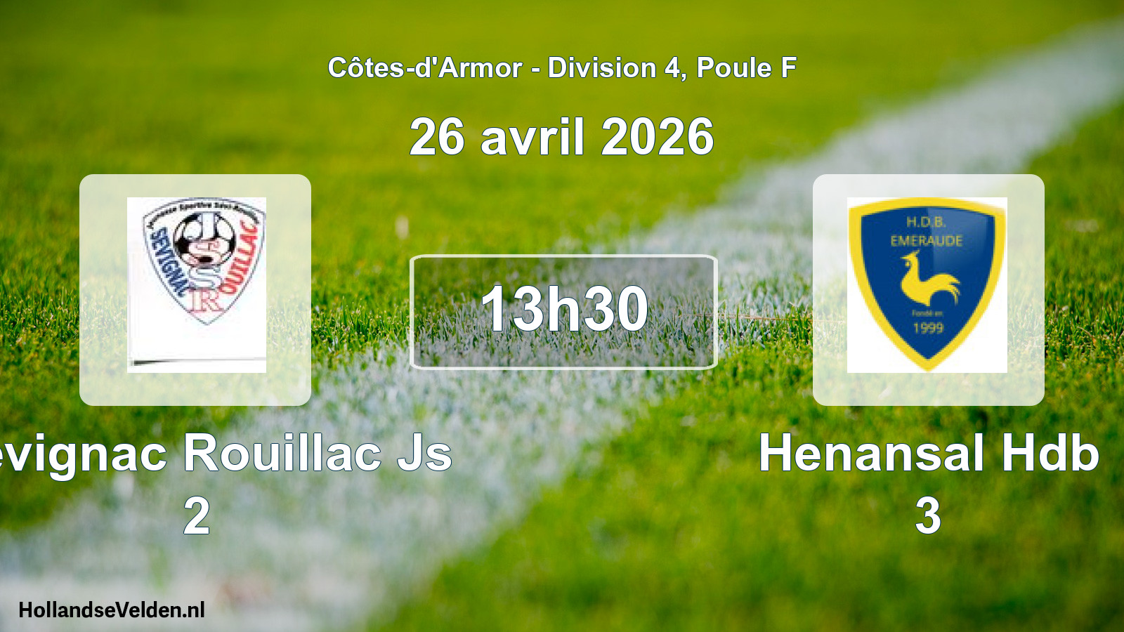 Geplande wedstrijd: Sevignac Rouillac Js 2 - Henansal Hdb 3 (26 avril 2026)