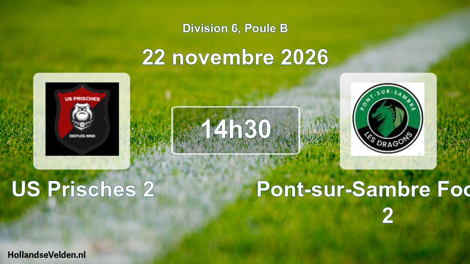 Match programmé: US Prisches 2 - Pont-sur-Sambre Football 2 (22 novembre 2026)