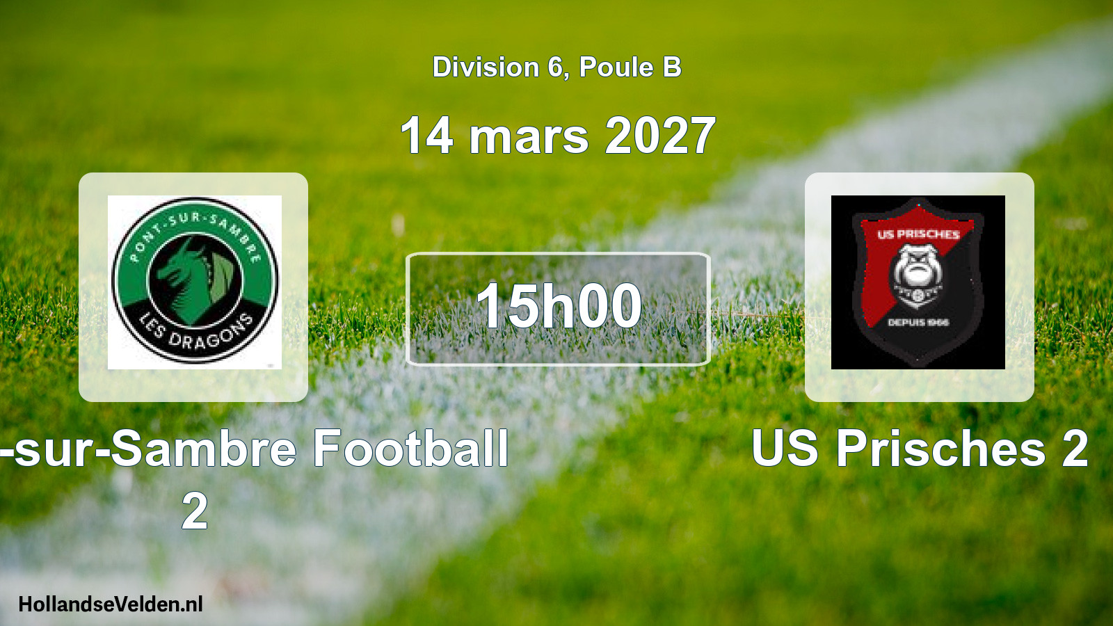 Match programmé: Pont-sur-Sambre Football 2 - US Prisches 2 (14 mars 2027)