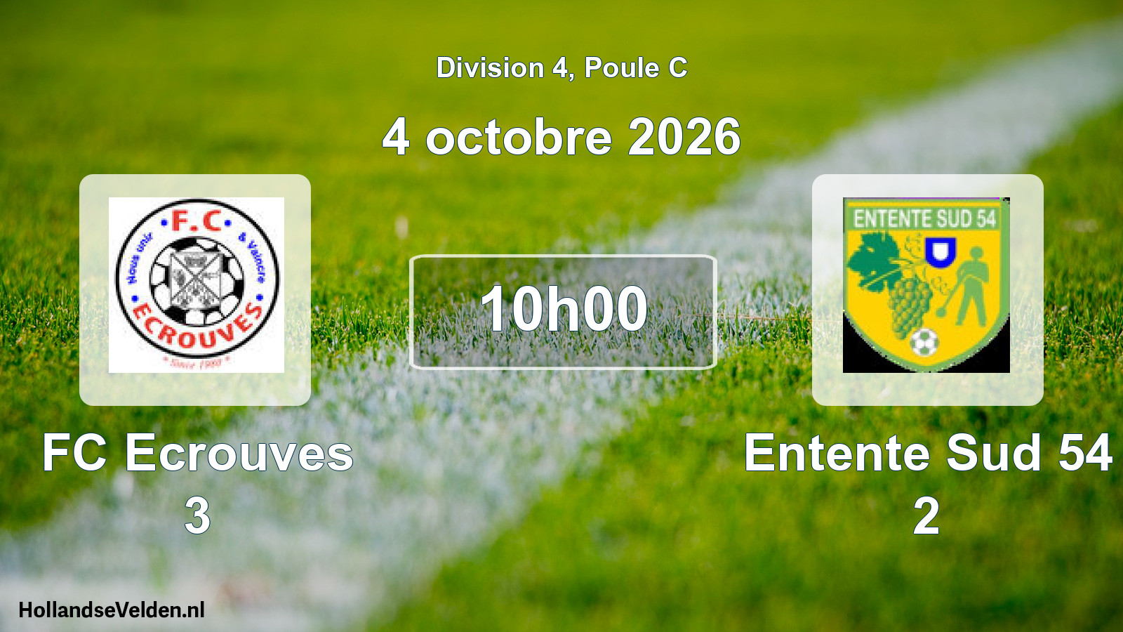 Match programmé: FC Ecrouves 3 - Entente Sud 54 2 (4 octobre 2026)