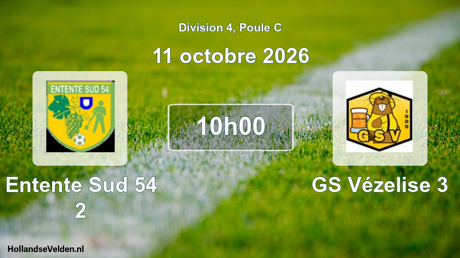 Geplande wedstrijd: Entente Sud 54 2 - GS Vézelise 3 (11 oktober 2026)