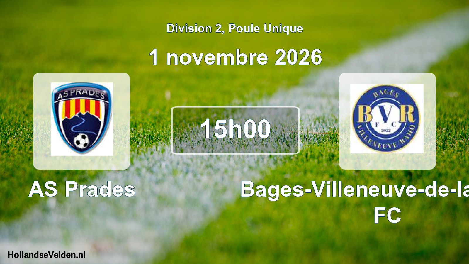 Match programmé: AS Prades - Bages-Villeneuve-de-la-Raho FC (1 novembre 2026)