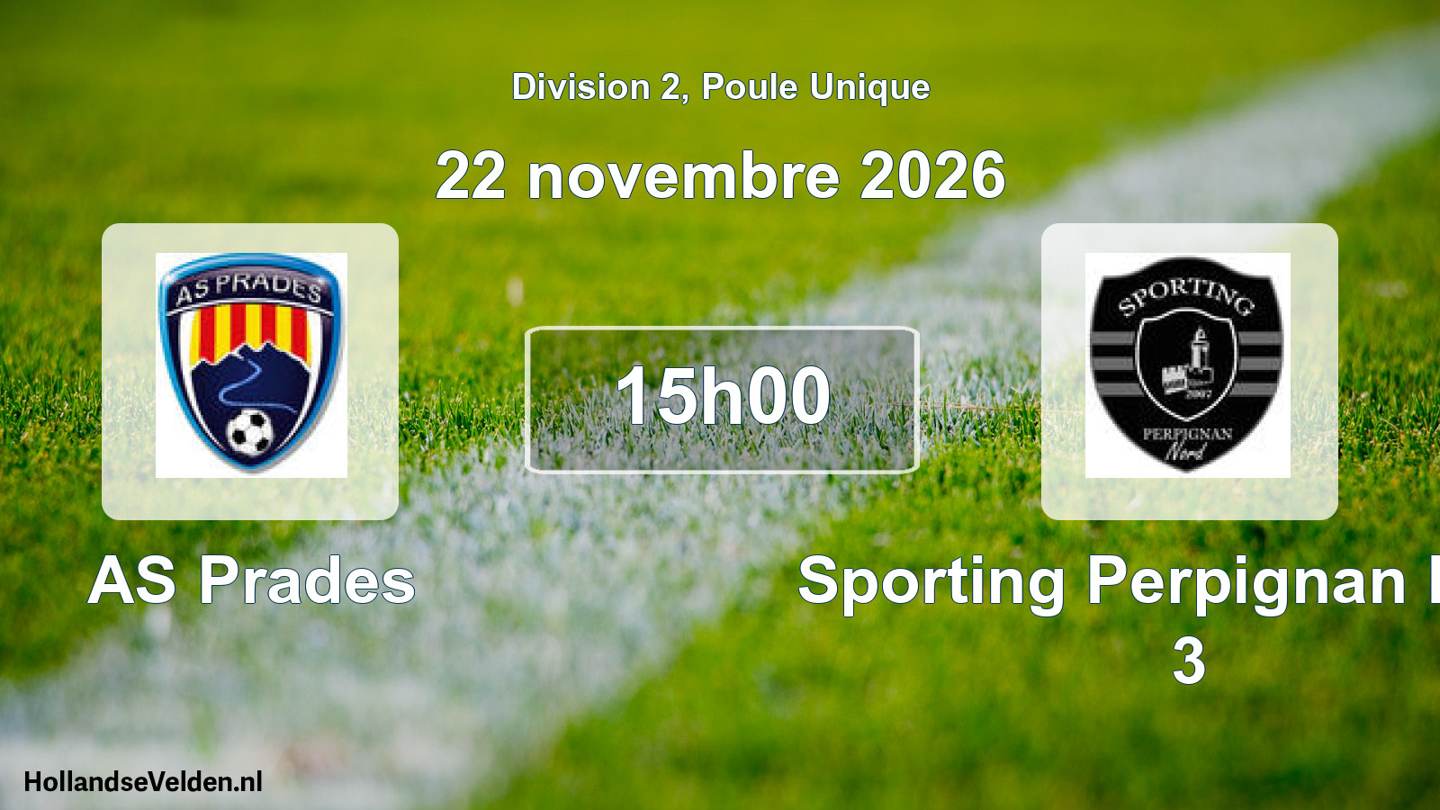 Match programmé: AS Prades - Sporting Perpignan Nord 3 (22 novembre 2026)