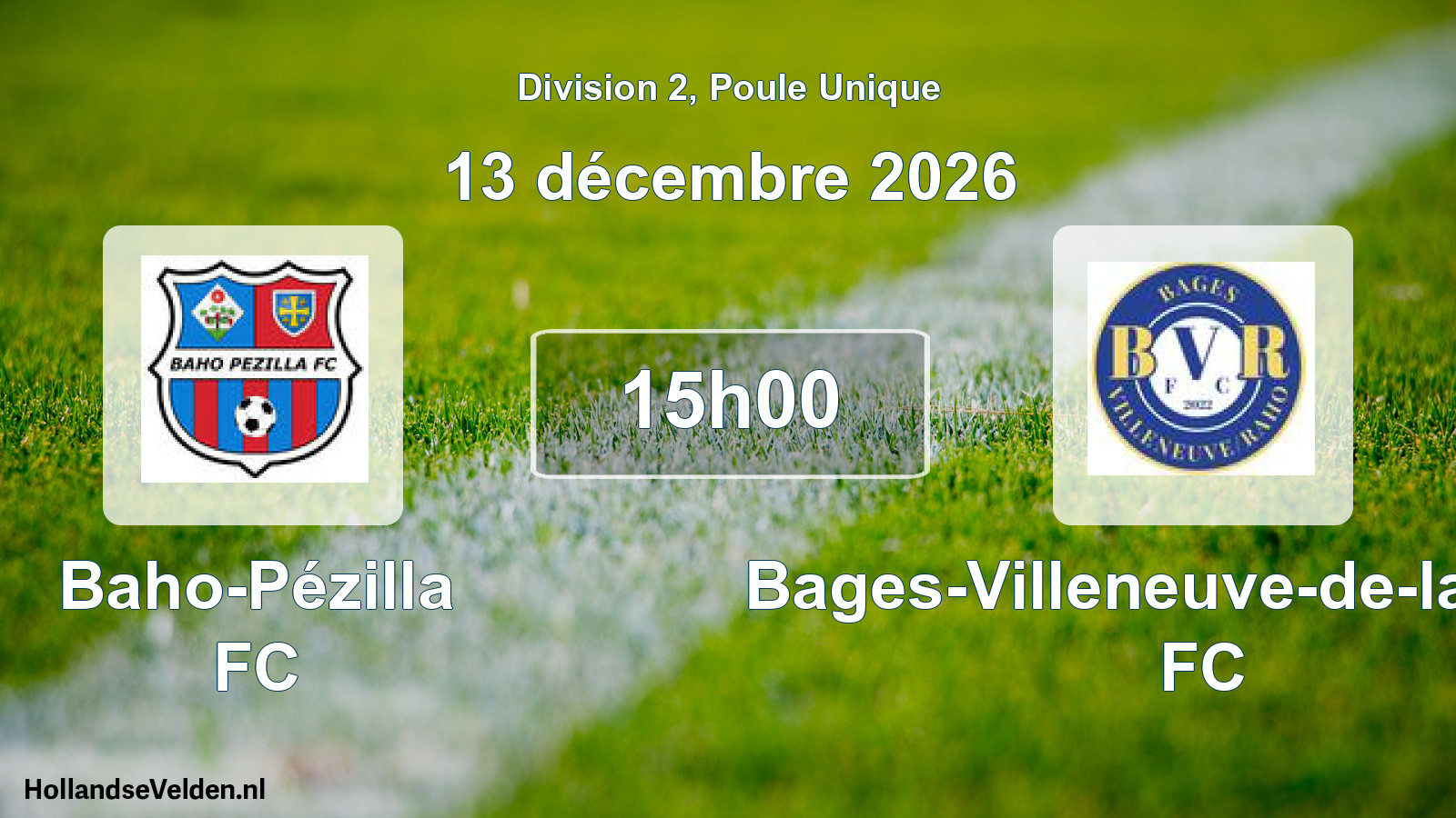 Match programmé: Baho-Pézilla FC - Bages-Villeneuve-de-la-Raho FC (13 décembre 2026)