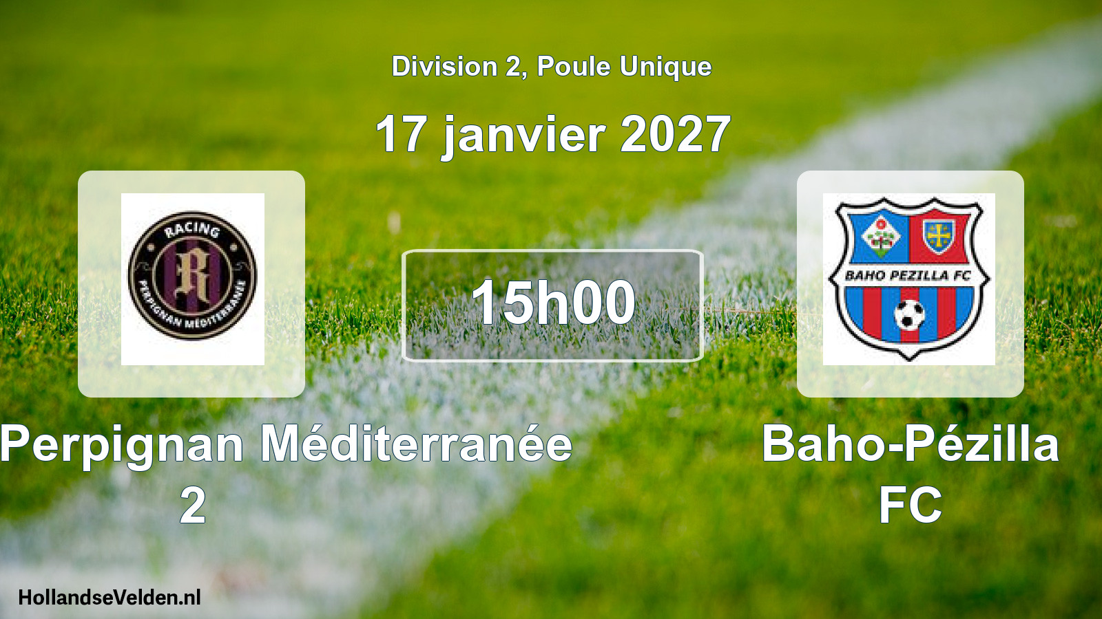 Match programmé: Racing Perpignan Méditerranée 2 - Baho-Pézilla FC (17 janvier 2027)