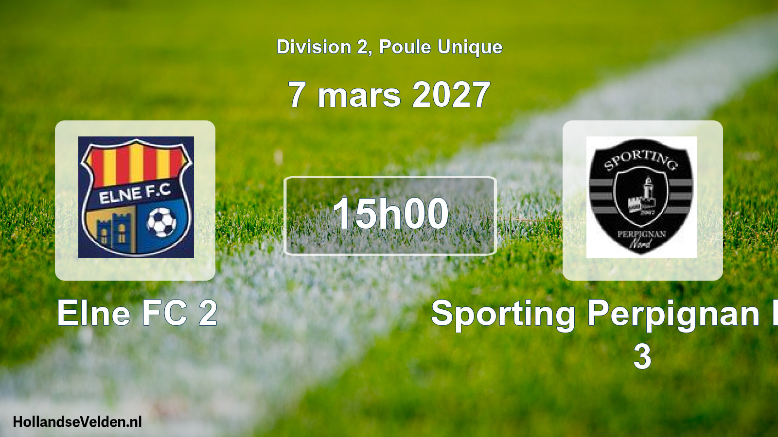 Match programmé: Elne FC 2 - Sporting Perpignan Nord 3 (7 mars 2027)