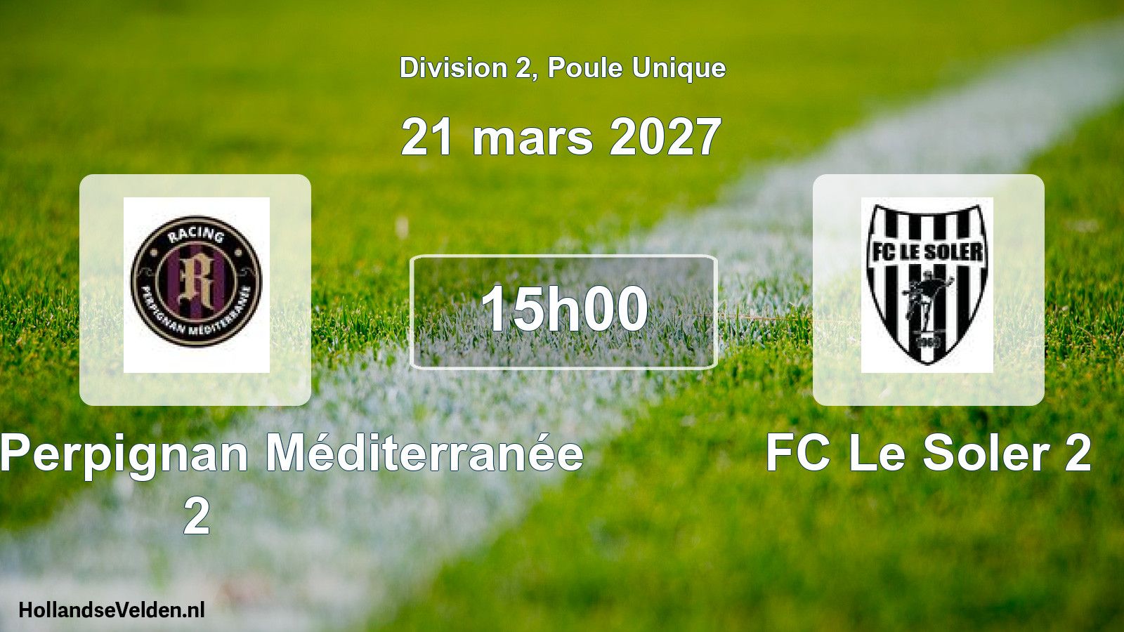Match programmé: Racing Perpignan Méditerranée 2 - FC Le Soler 2 (21 mars 2027)