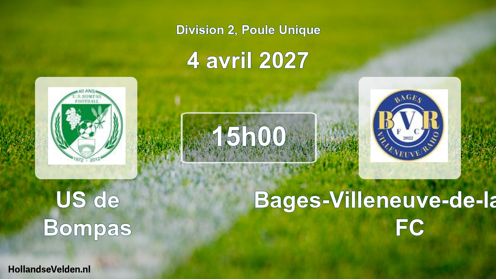 Match programmé: US de Bompas - Bages-Villeneuve-de-la-Raho FC (4 avril 2027)